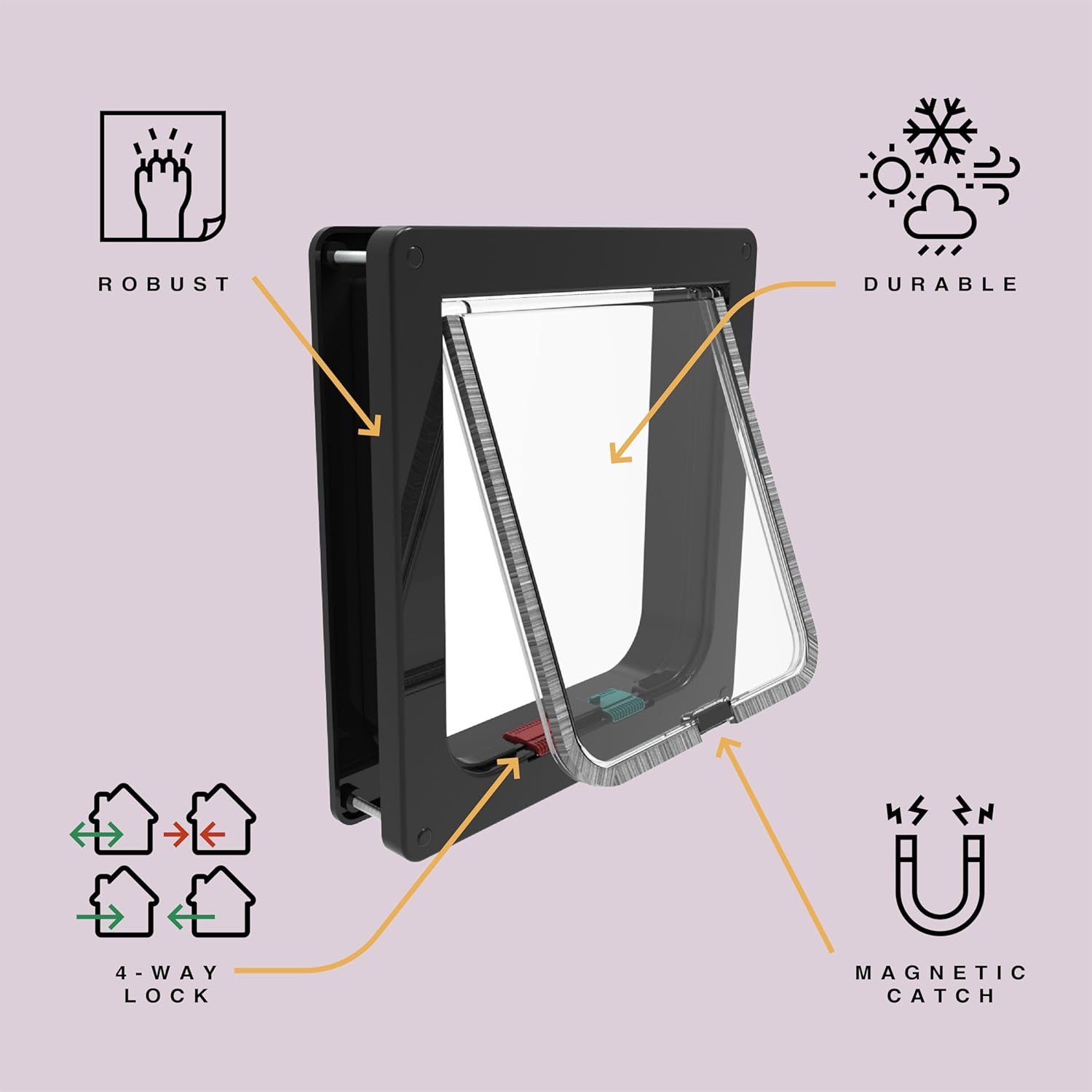 Hakuna Pets Standard Cat and Small Pet Door, Large, Black, Pets up to 20 Lbs image number 3