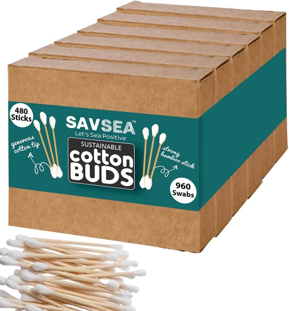 Bamboo Cotton Earbuds/Swabs 480 Stems / 960 Swabs (Pack of 6) image number 3
