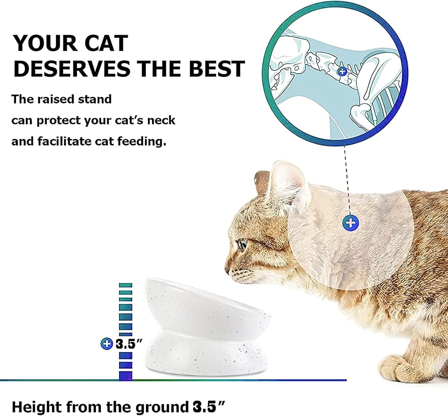 Elevated Cat Bowls,Tilted Raised Cat Bowl for Food and Water,Ceramic Cat Food Bowl for Flat Faced Cats and Small Dogs,Anti-Vomiting and Reduce Neck Burden - Orange Gradient image number 6