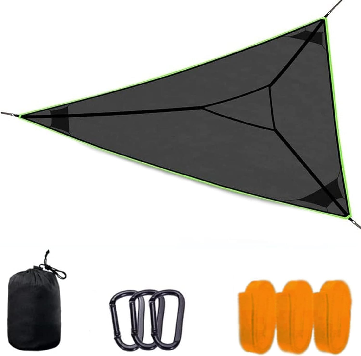 CEPTEN Hammock Triangle Outdoor Multiplayer Mesh Hanging Bed Easy Installation Nap Picnic Blossom Viewing Family Travel Goods... (157 * 157 * 157Inch, Black) image number 5