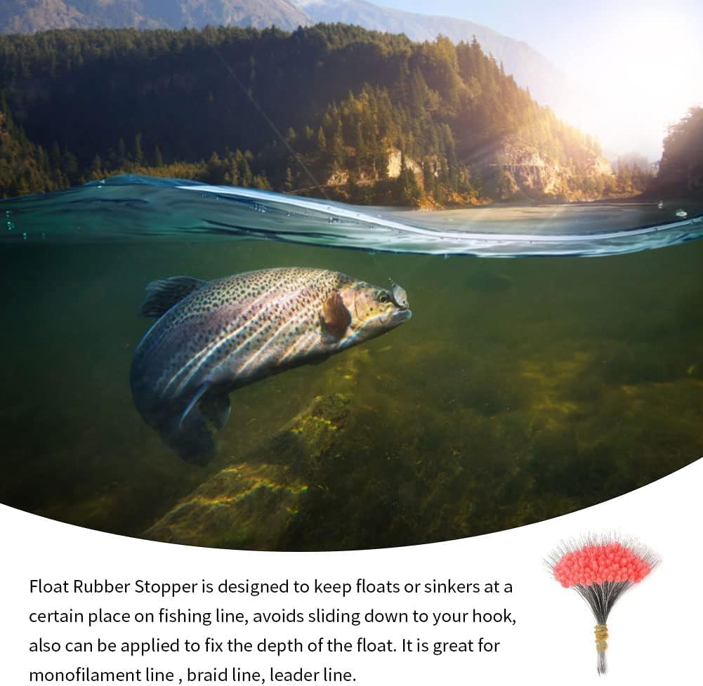 300Pcs Float Rubber Stopper Fishing Rubber Bobber Beads Stopper Bean Fish Line Accessories for 2.5-5.0 Line Red image number 3