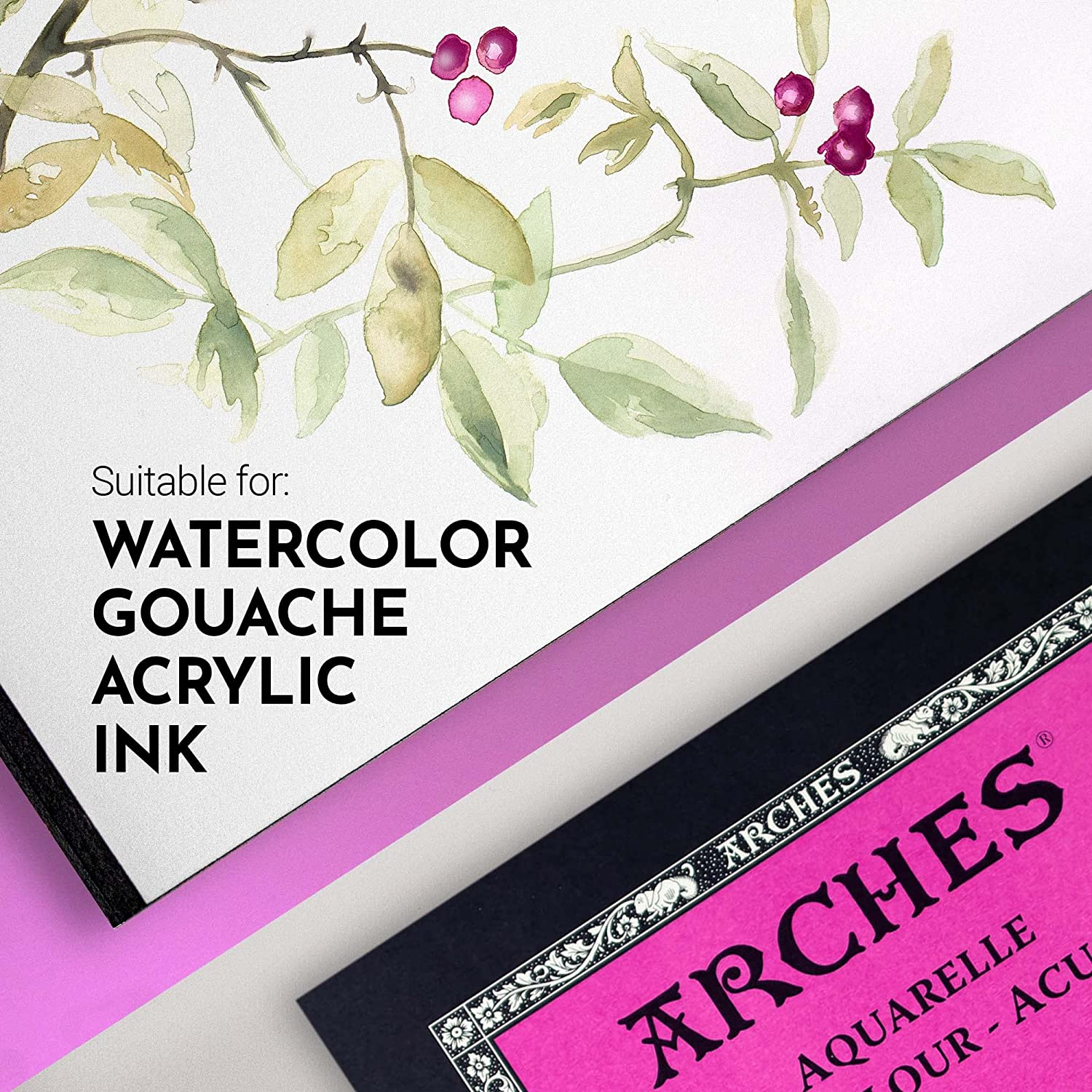 Arches Watercolor Pad 9X12-Inch Natural White 100% Cotton Paper - 12 Sheet Arches Hot Press Watercolor Paper 140 Lb Pad - Arches Art Paper for Watercolor Gouache Ink Acrylic and More image number 6