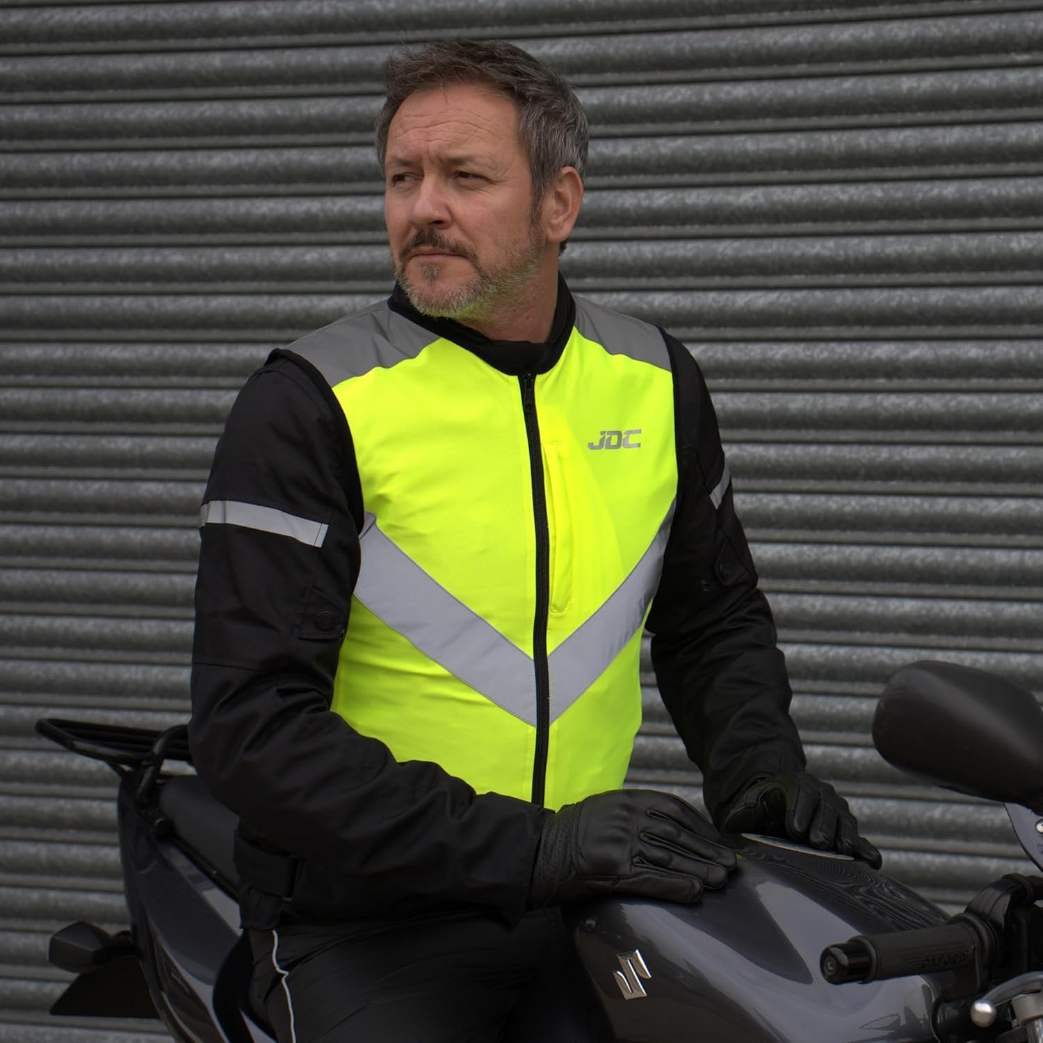 JDC Motorcycle Hi Vis Vest High Visibility Zipped Safety Reflective Yellow - Axis - L image number 3