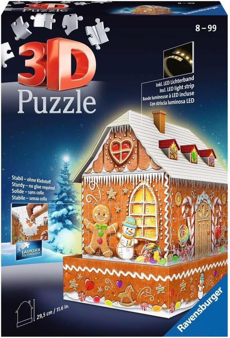 Ravensburger - 3D Puzzle Ginger Bread House at Night 216 Pieces image number 5