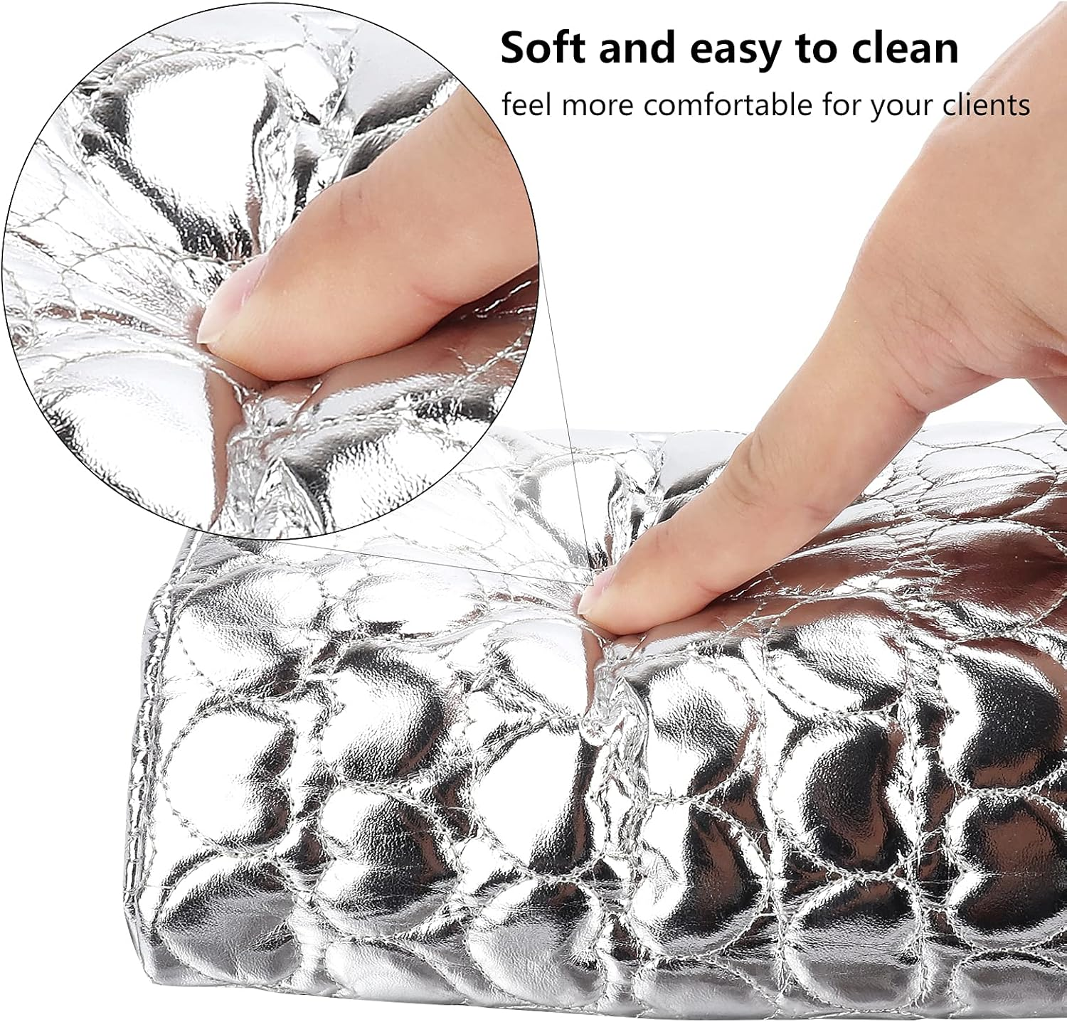 Nail Pillow Hand Rest for Nails, Washable PU Leather Nail Armrest Detachable Manicure Hand Pillow Cushion Nail Art Accessories Tool for Nails Tech (Sliver) image number 6