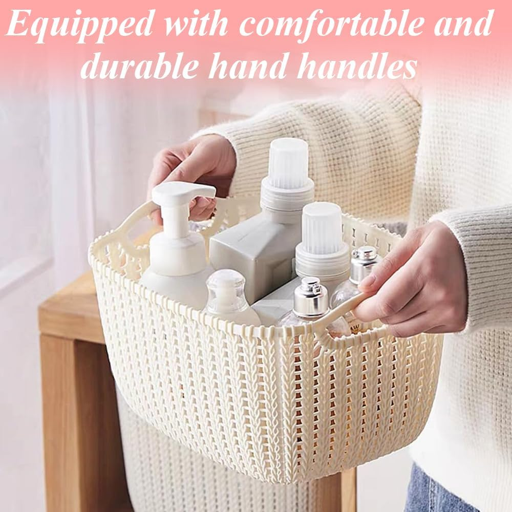 3 Pcs Clothes Hamper with Cut-Out Handles, Decorative Storage Basket, Large Woven Baskets, Suitable for Laundry Room Bedroom Bathroom (28 * 21 * 16.5 CM) image number 6