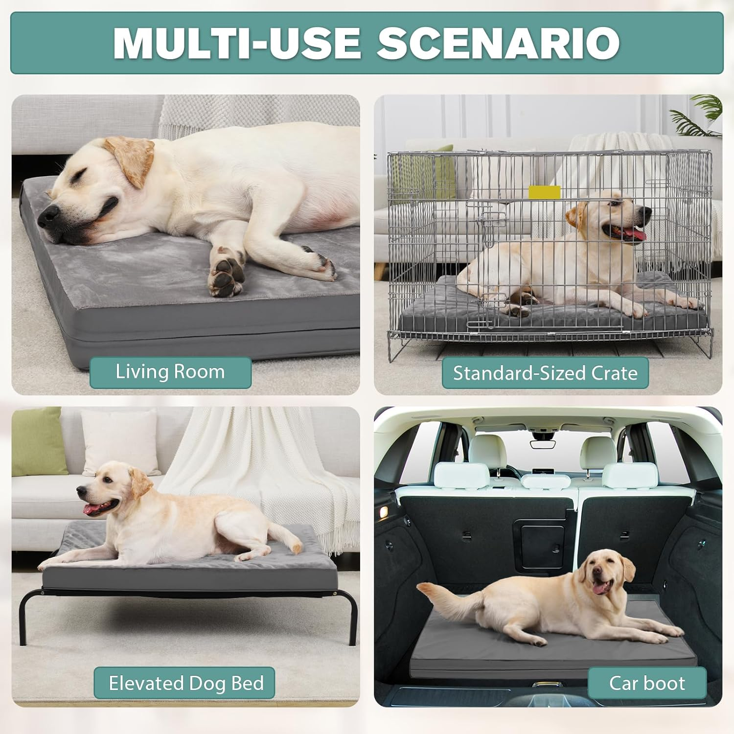 Dog Bed Mat, 47 * 29 * 3.5 Inch Pad for Medium Large Dogs with Removable Washable Cover, Waterproof Anti-Slip Orthopedic Sleeping Pad, Soft Surface and Multiple Sizes image number 6