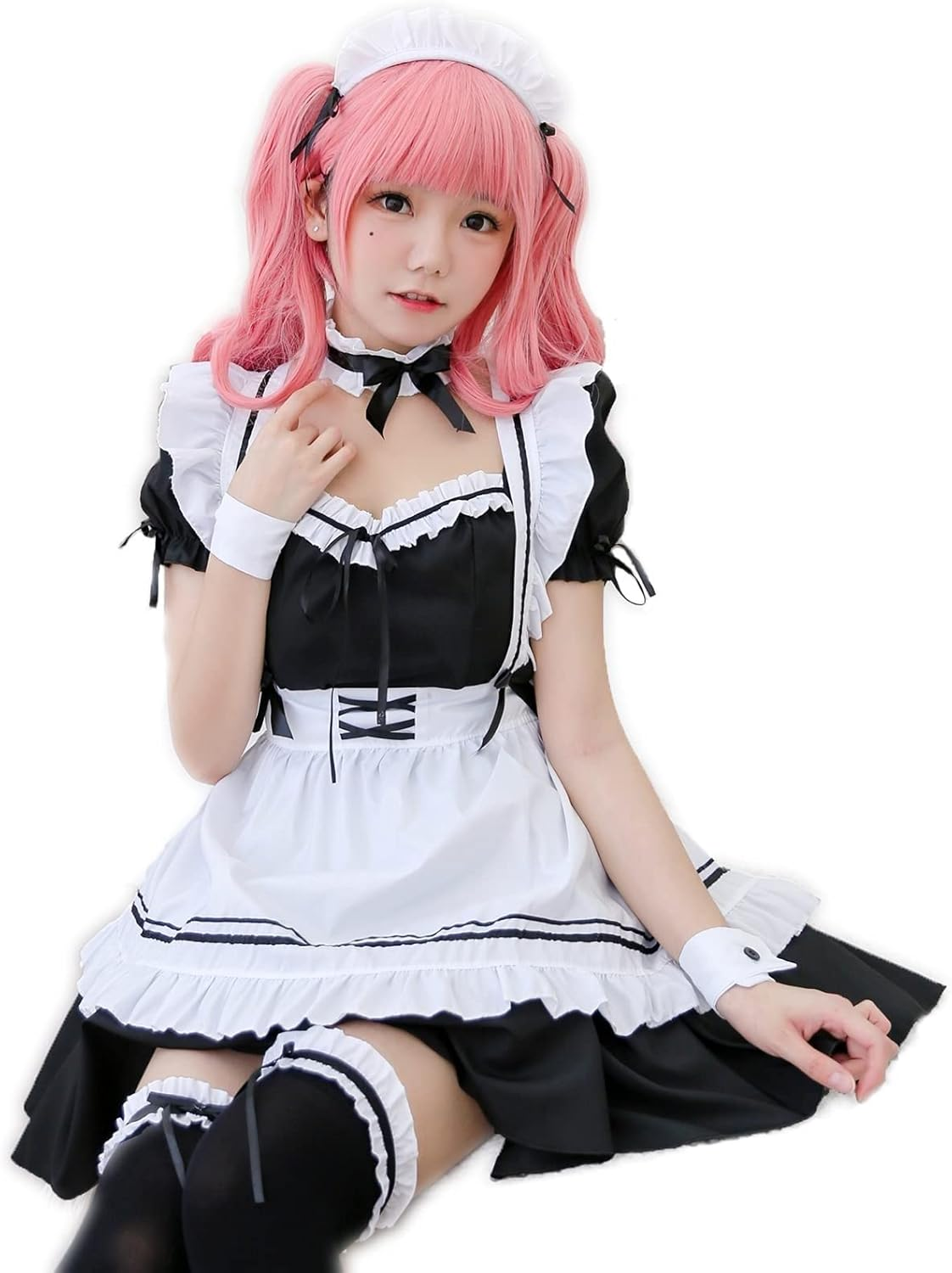 Japanese Girl Anime Cosplay Costume Maid Ladies French Apron Apparel Set Sailor School JK Clothing image number 2