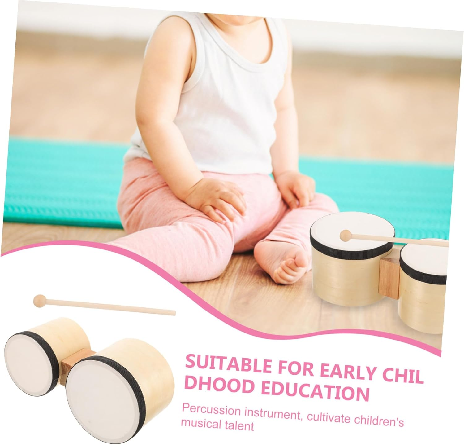 Generic Bongos Drum Set for Beginners 4-Inch and 5-Inch Handcrafted Percussion Instruments Music Toys for Adults Tuning Wrench image number 1