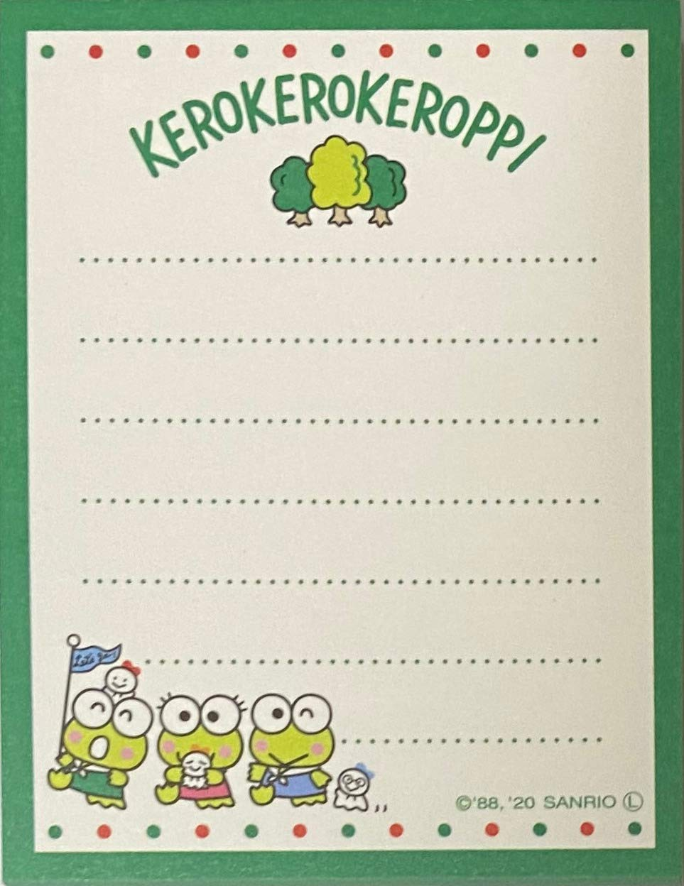 Sanrio Kerokerokeroppi Mini Block Notepad Memo Pad Paper 2Design 100Sheets Japan (3 Siblings) image number 4
