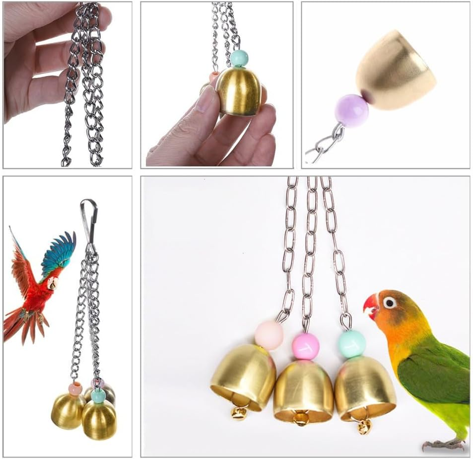 Pet Bird Toy, Wanfoou 2 Pcs Parrot Alloy Bell Toys, Parrot Bell Cockatiel Toys, Lightweight Metal Bell,Small Bird Toys Pet Parrot Toy, for Cockatiels, Conures & Lovebirds
