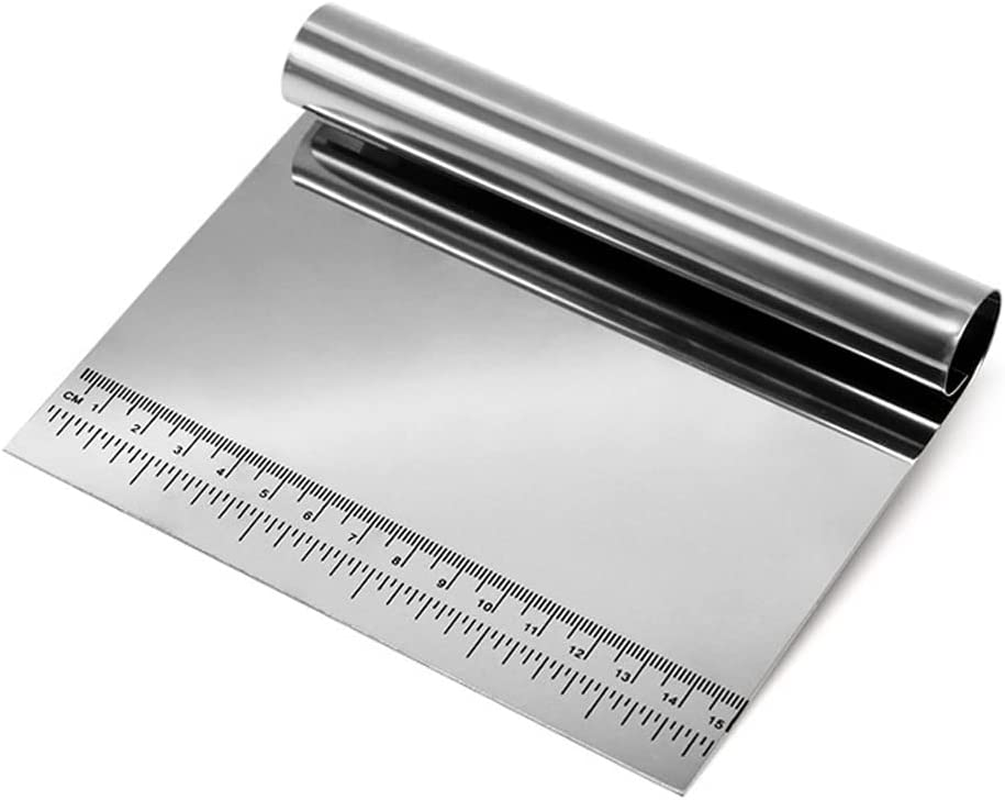 Stainless Steel Pastry Scraper Bench Scraper Chopper, Pastry Cutter for Pasta Dough Bread Cake Baking, Multi-Purpose Kitchen Tool with Scale Ruler image number 4