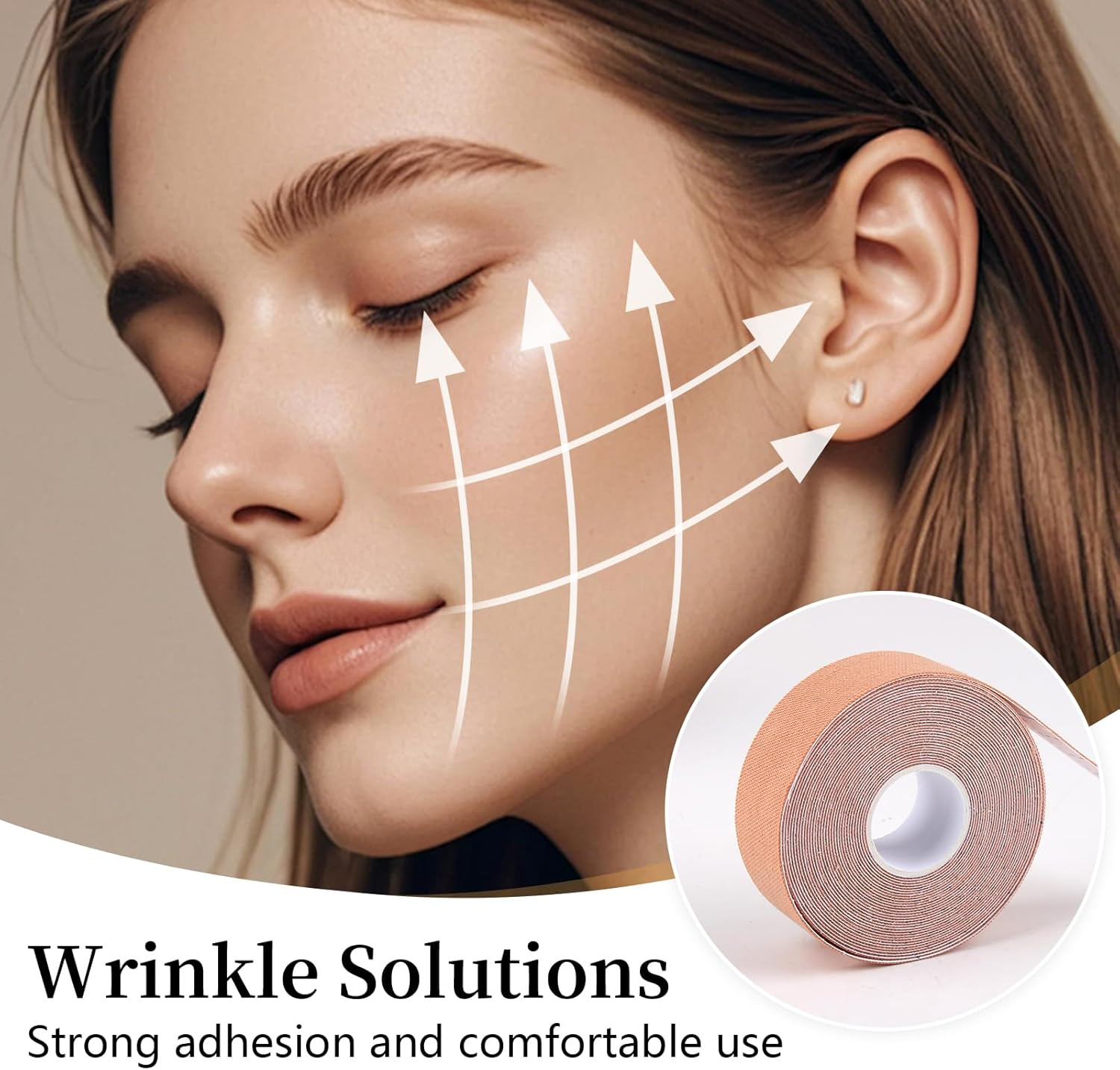 2 Pack Myofascial Face Tape Roll, 2.5Cm X 5M Anti-Wrinkle Face Lift Tape, Provides Tightening Face Toning and Neck Firming, Soft Breathable Skin-Safe for Women Looking to Youthful Skin Look Daily Use image number 2