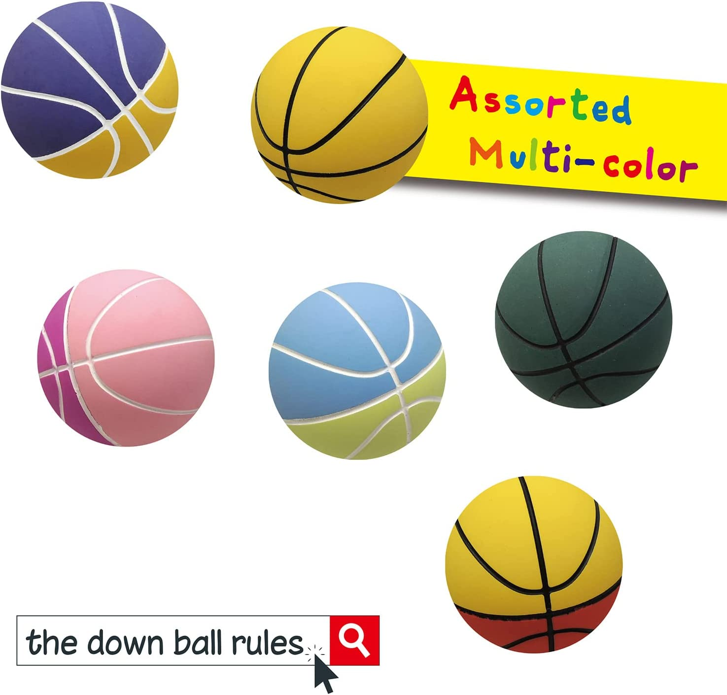 [6Pcs Pack, Random Color] Kenisy down Ball | Australian Handball | Kid Bouncy Balls 60Mm Mixed Color Party Game Bag Filler for Children | down Ball Set image number 6