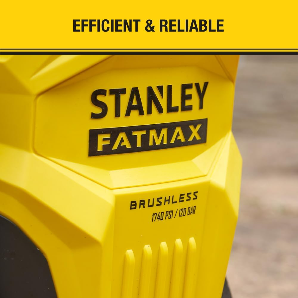 STANLEY FATMAX | 1200W Pressure Washer - 120 BAR Pressure, Portable & Compact, Powerful High-Performance Brushless Motor Has a Max. Pressure Rating of 1,740Psi/120Bar with a Max. Flow Rate of 318LPH image number 2