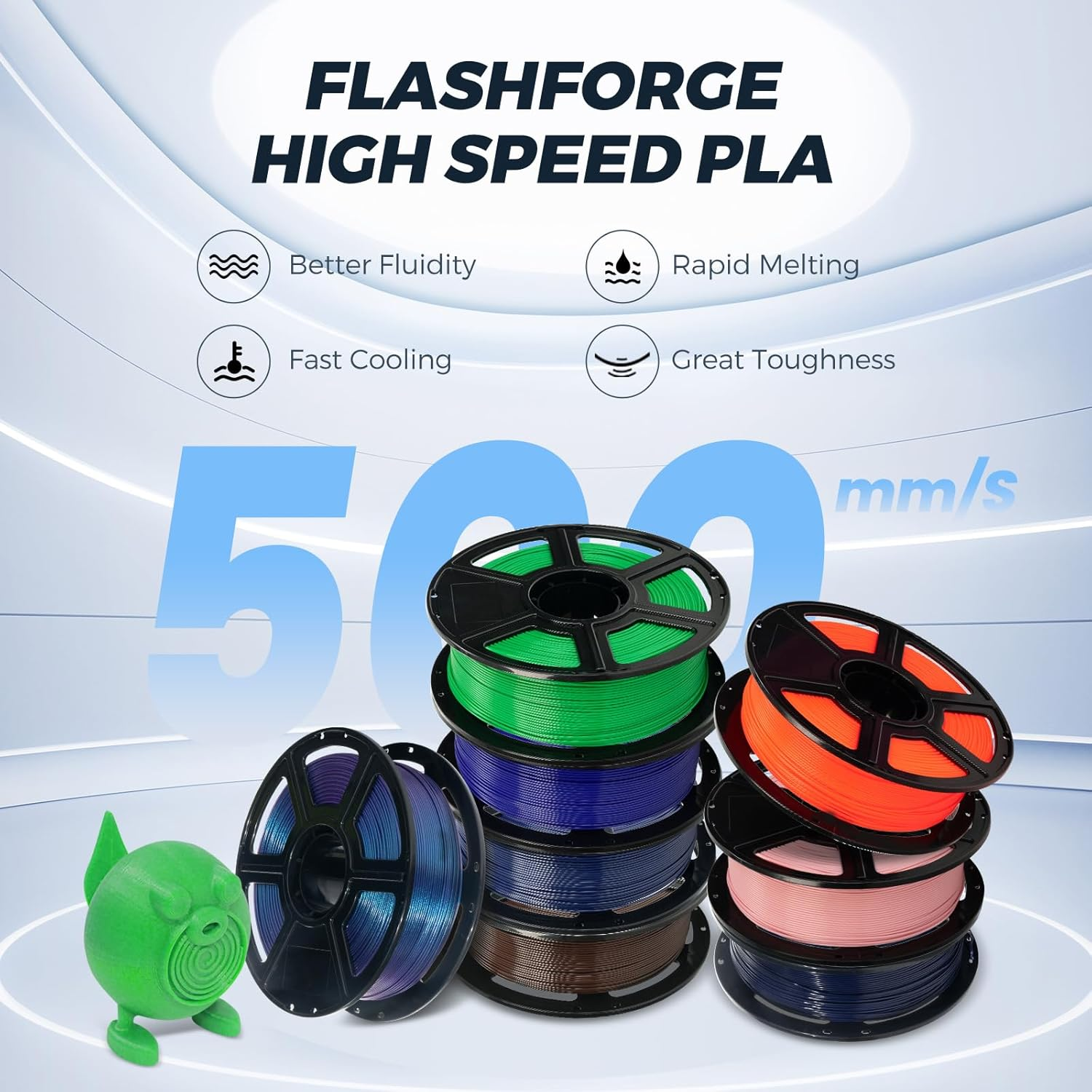 FLASHFORGE 3D Printer Filament, Rainbow Candy HS PLA 1.75Mm, 500Mm/S High-Speed Printing, +/- 0.02Mm Accuracy, 1Kg Spool (2.2Lbs), Compatible with Most FDM 3D Printers - Black image number 6