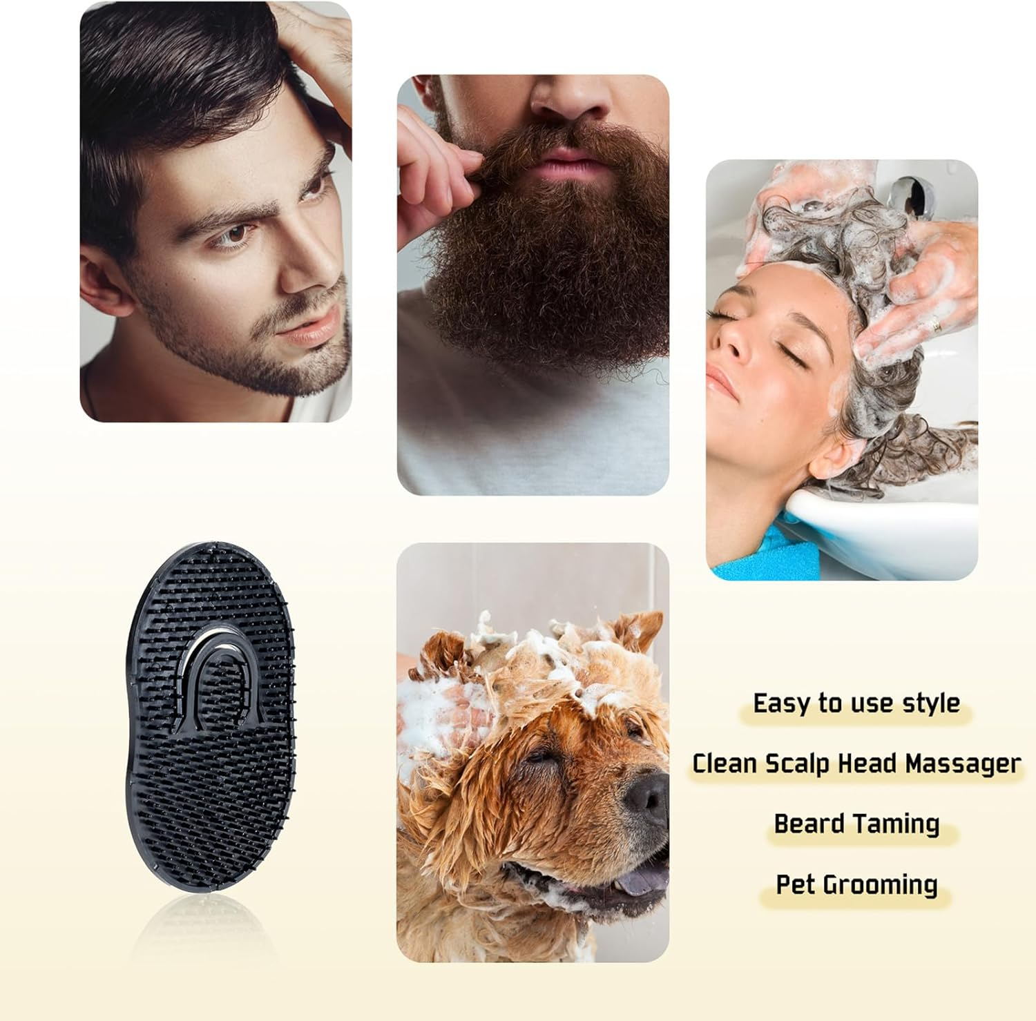 16 Pcs Pocket Palm Combs, Palm Hair Brush, Shampoo Comb, Massager Hair Brush Comb for Men Women (Black) image number 1