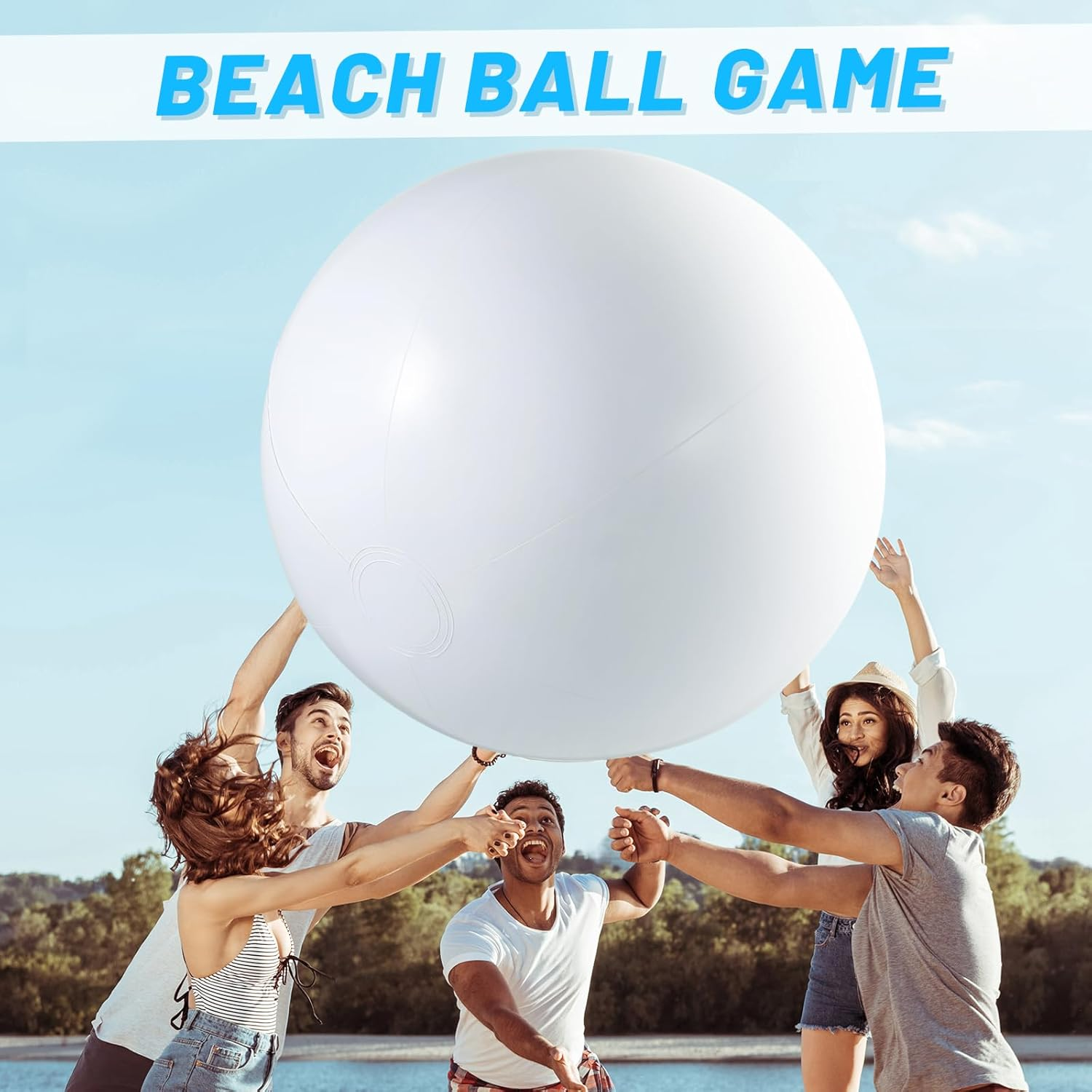 6.5 Feet White Giant Beach Ball Large Inflatable Ball Swimming Pool Party Ball for Summer Beach Massive Beach Decorations Supplies for Water Games Birthday Pool Party(1 Pcs)