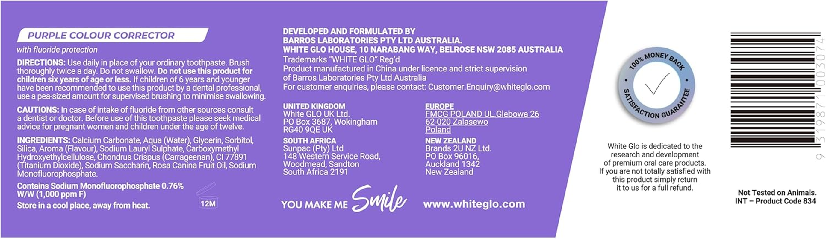 White Glo Extra Strength Purple Toothpaste 160 G image number 2