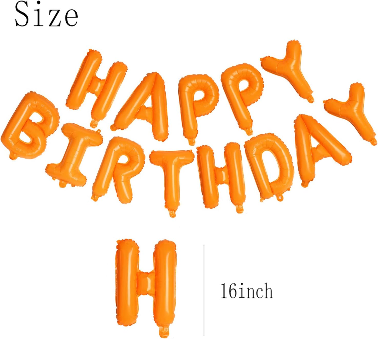 Happy Birthday Orange Aluminum Foil Letters Balloons 16 Inch Aluminum Foil Banner Balloons for Birthday Party Decorations Supplies