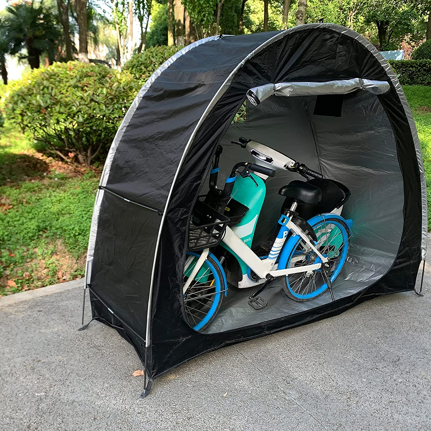 Bike Storage Shed,Bicycle Tent,Bike Covers Waterproof Outdoor Large with Window and Floor,With 18-In-1 Snowflake Multi Tool and Combination Lock,For Stockpile 2-3 Bikes or Tricycle Gardening Tools image number 4