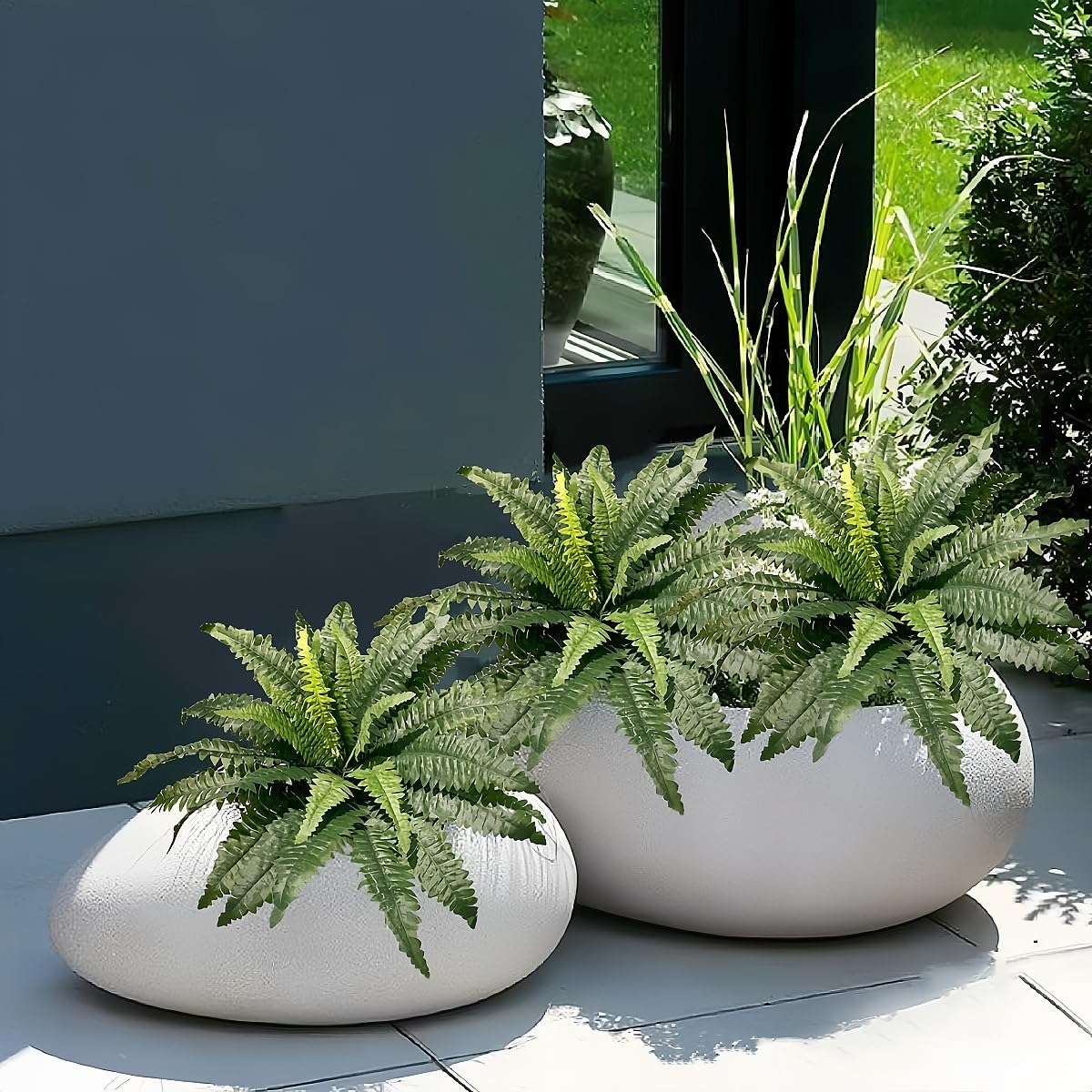 Artificial Ferns for Outdoors 3 Bundles, Large Fake Plants Greenery Artificial Boston Fern UV Resistant Faux Plant Shrubs for Indoor Home Potted Garden Porch Farmhouse Decor - Green-3Pcs image number 2
