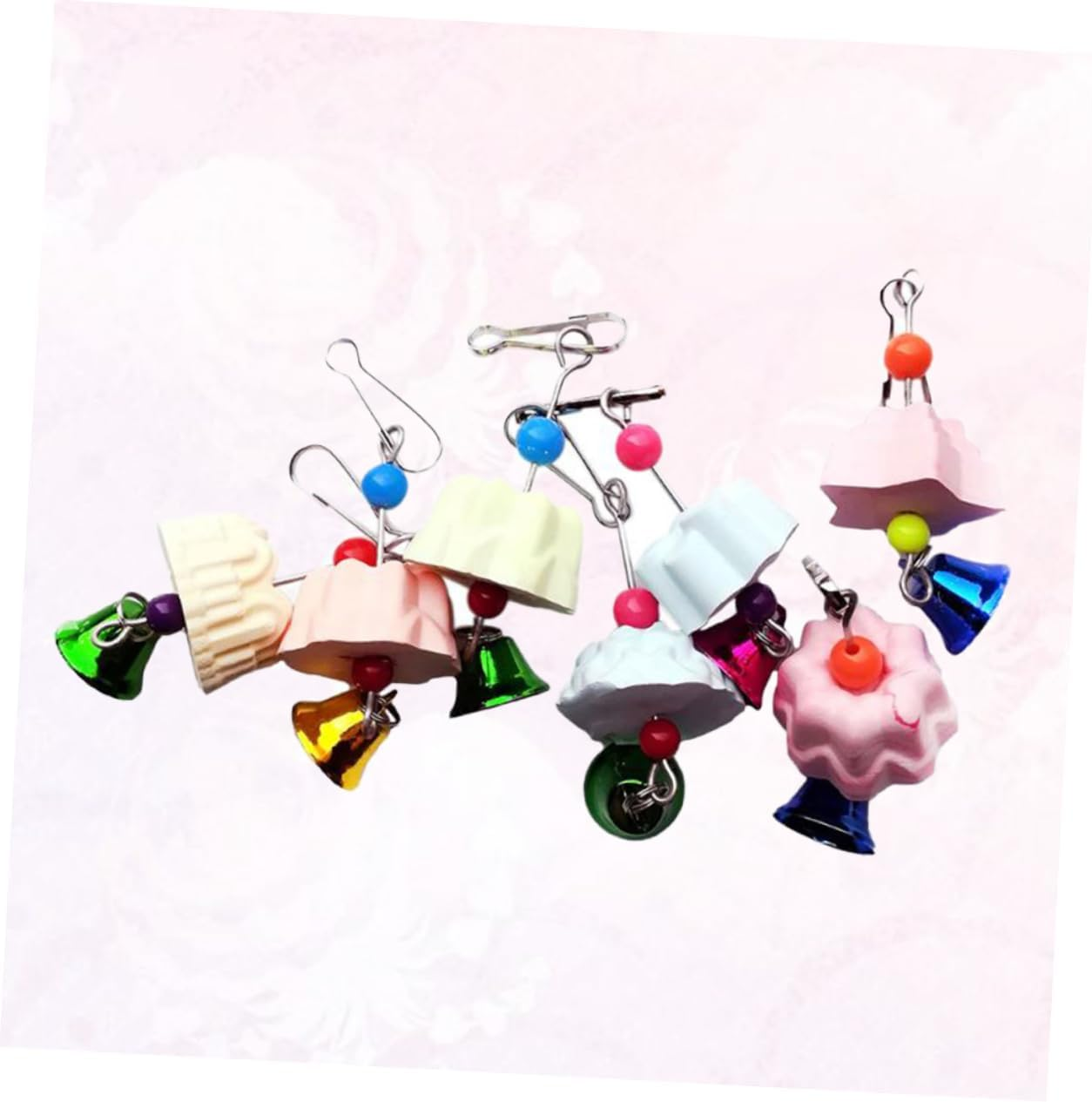 10Pcs Parrot Chewing Stone Bird Toy Cage Hanging Bell Calcium Molars Pendant Biting Cage Chewing Toys for Parrots and Parakeets, Random Color Mix image number 4