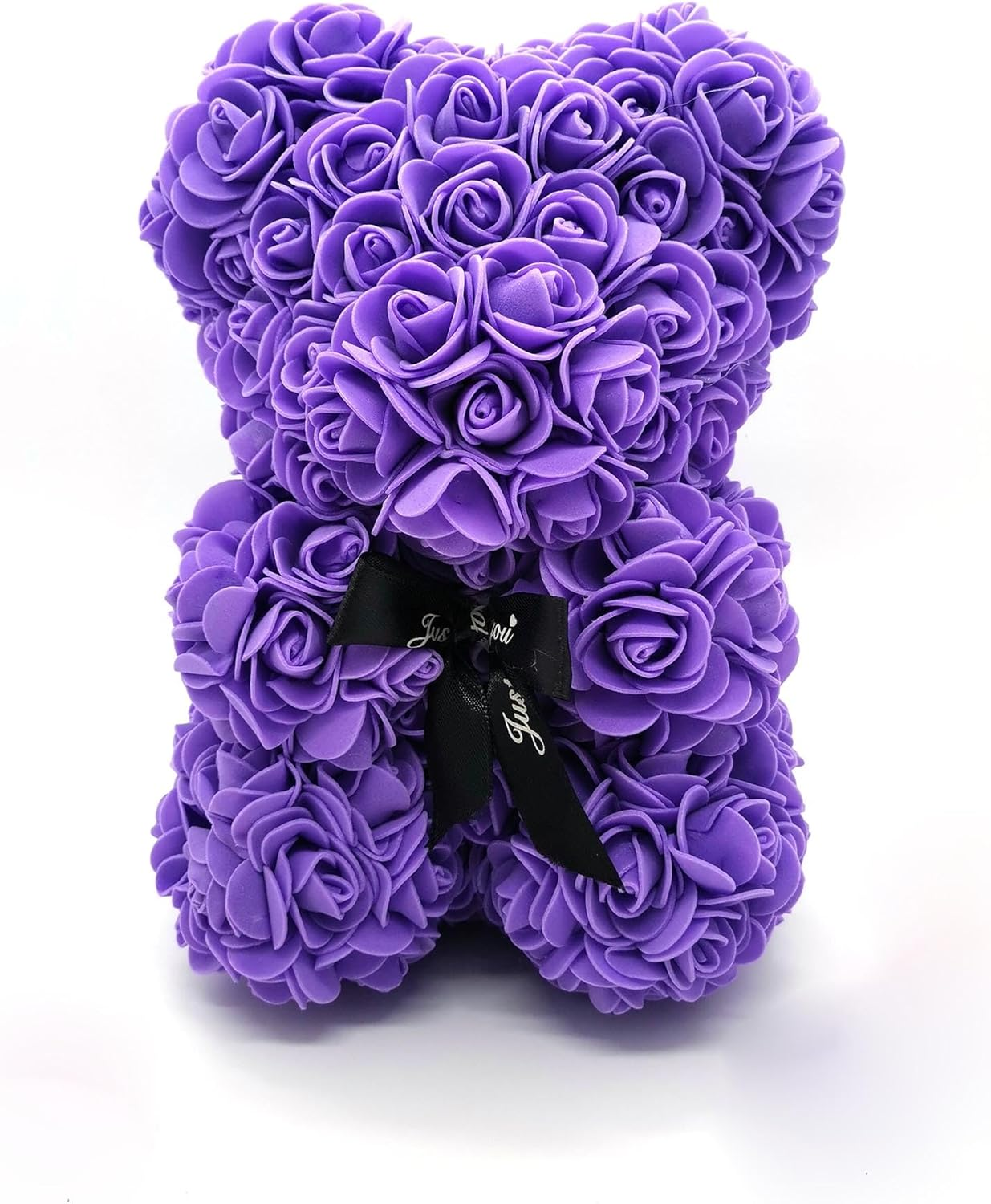 Rose Flower Bear Artificial Flower Hand Made Bear for Valentine'S Day Birthdays Romantic Weddings Christmas Rose Gifts (25Cm Purple) image number 4