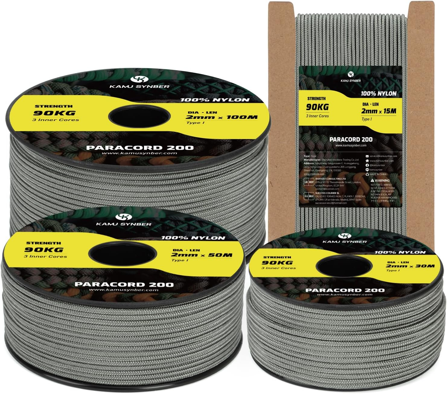 Paracord 2Mm 3 Strands 30M 100% Nylon Rope Type I Parachute Cord for Craft, Outdoor, DIY, Camping | Support 90Kg | Neon Orange