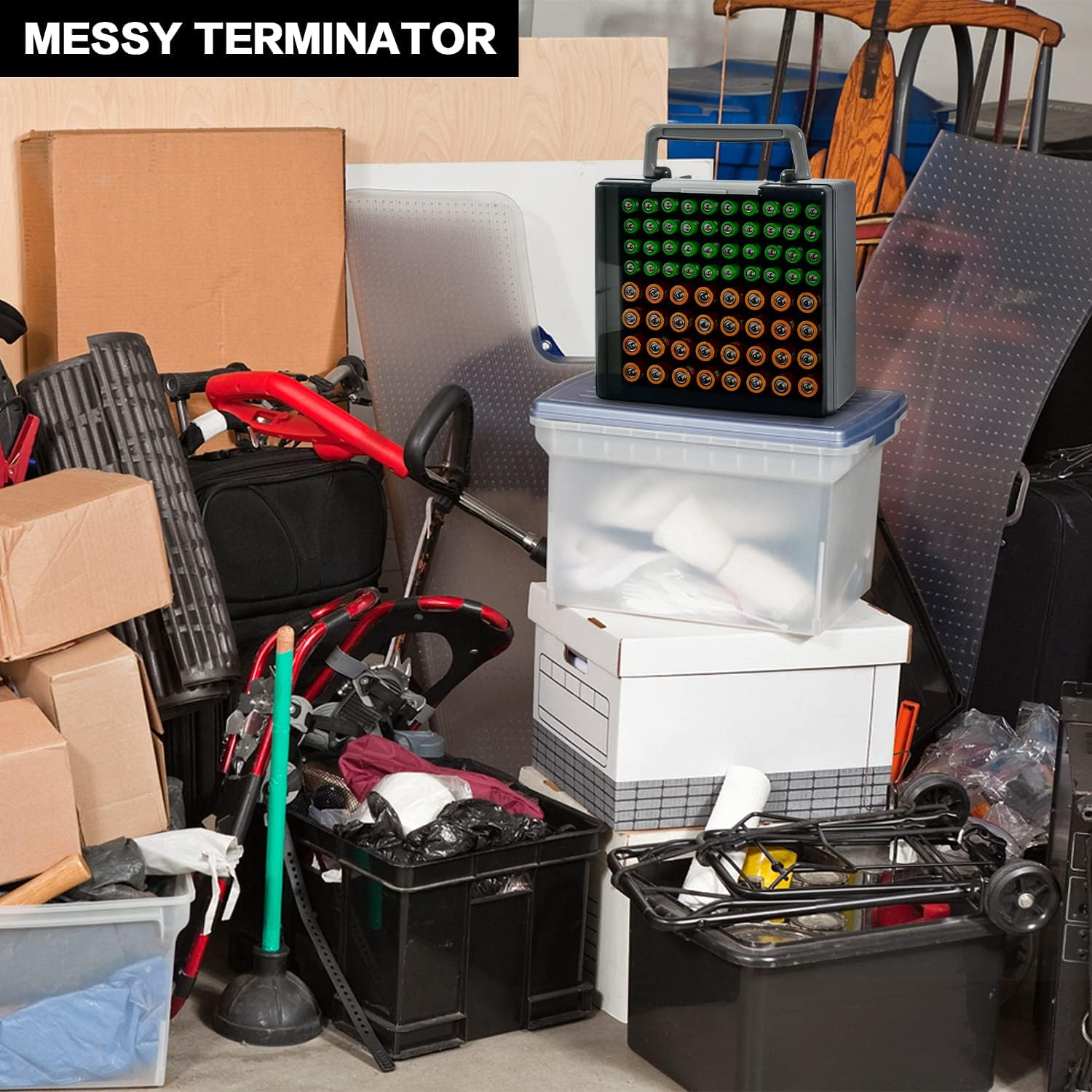 FULLCASE Battery Storage Organizer Holder Holds 72 AA AAA Batteries, Box Cases Garage Container, Home Drawer Organization Dispenser (Case Only) (White) (Gray) image number 1