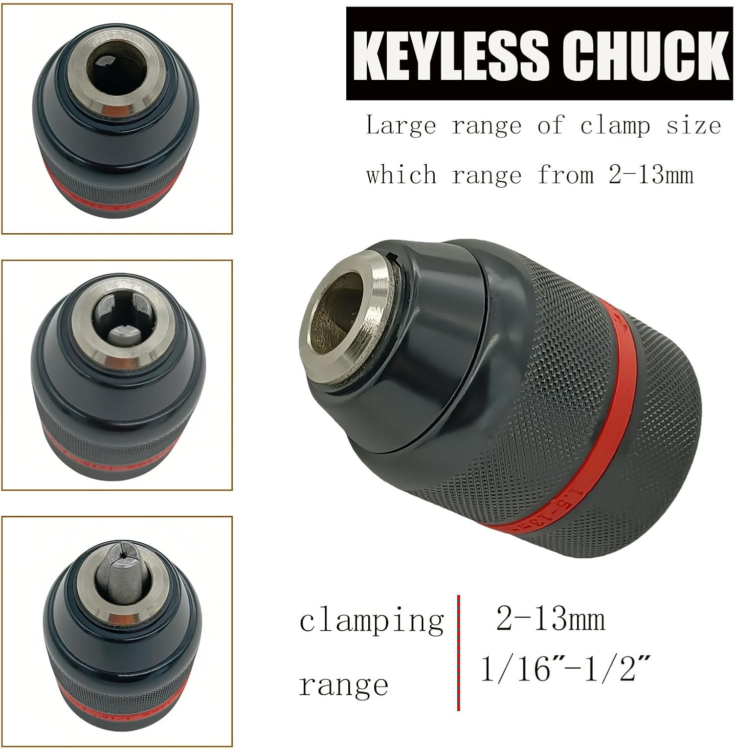 2-13MM Keyless Type Drill Chuck,1/2-20Unf Hand Drill Chuck Conversion Tool, Replace for Makita Bosch Hitachi Metabo Tool image number 1