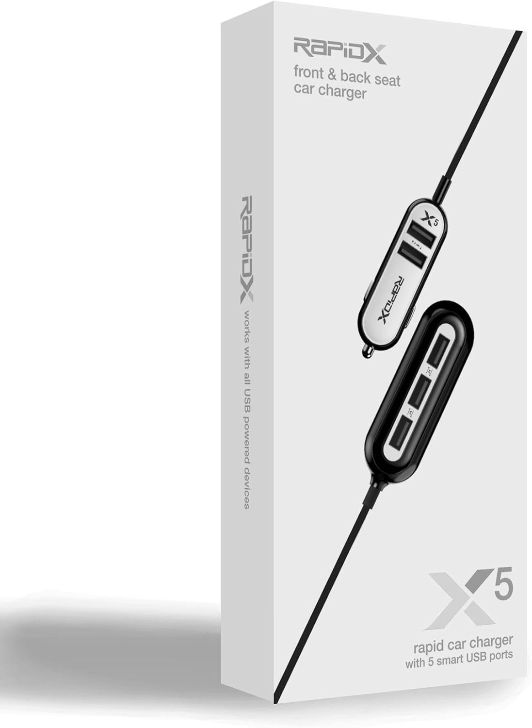 Rapidx RXX5USBW X5 5 USB Ports Car Charger 22.4A White