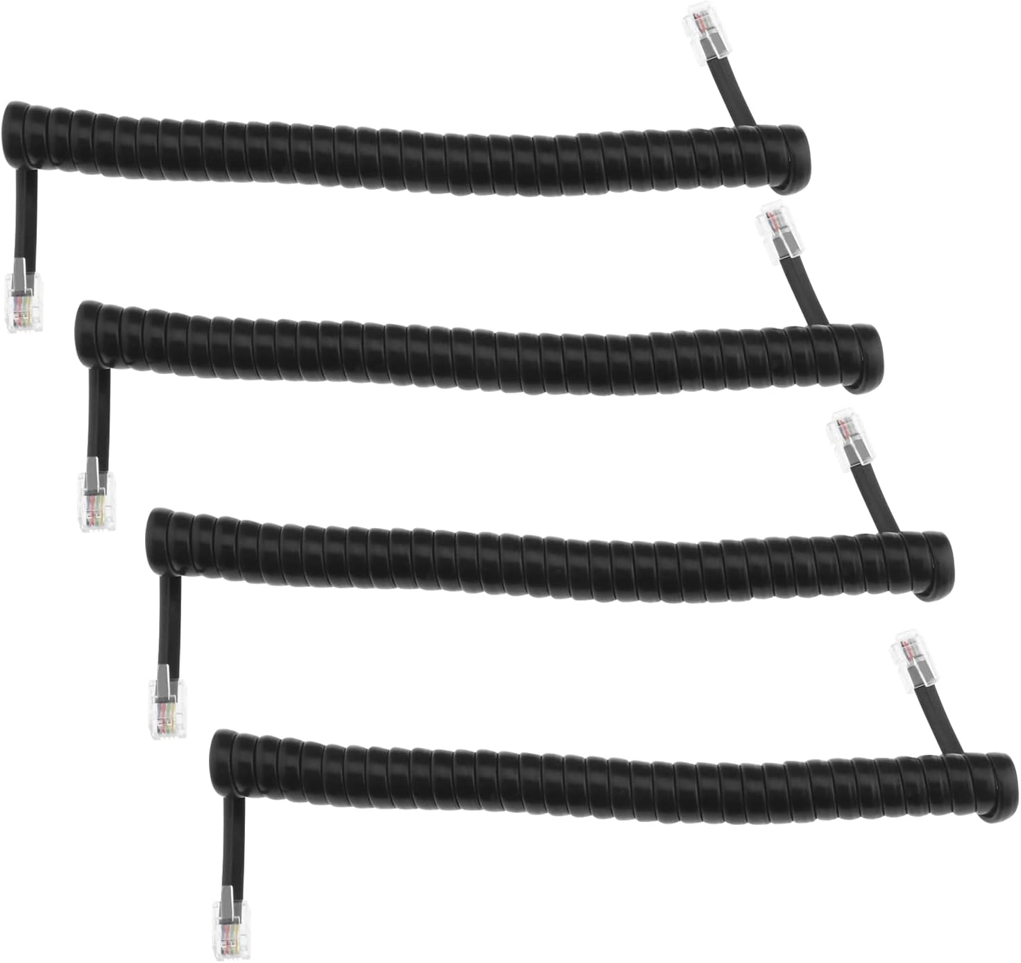 SING F LTD 4Pcs Phone Handset Cord Replacement Black Coiled Telephone Phone Handset Cable PVC Telephone Accessories 1.5 Meters Black image number 5