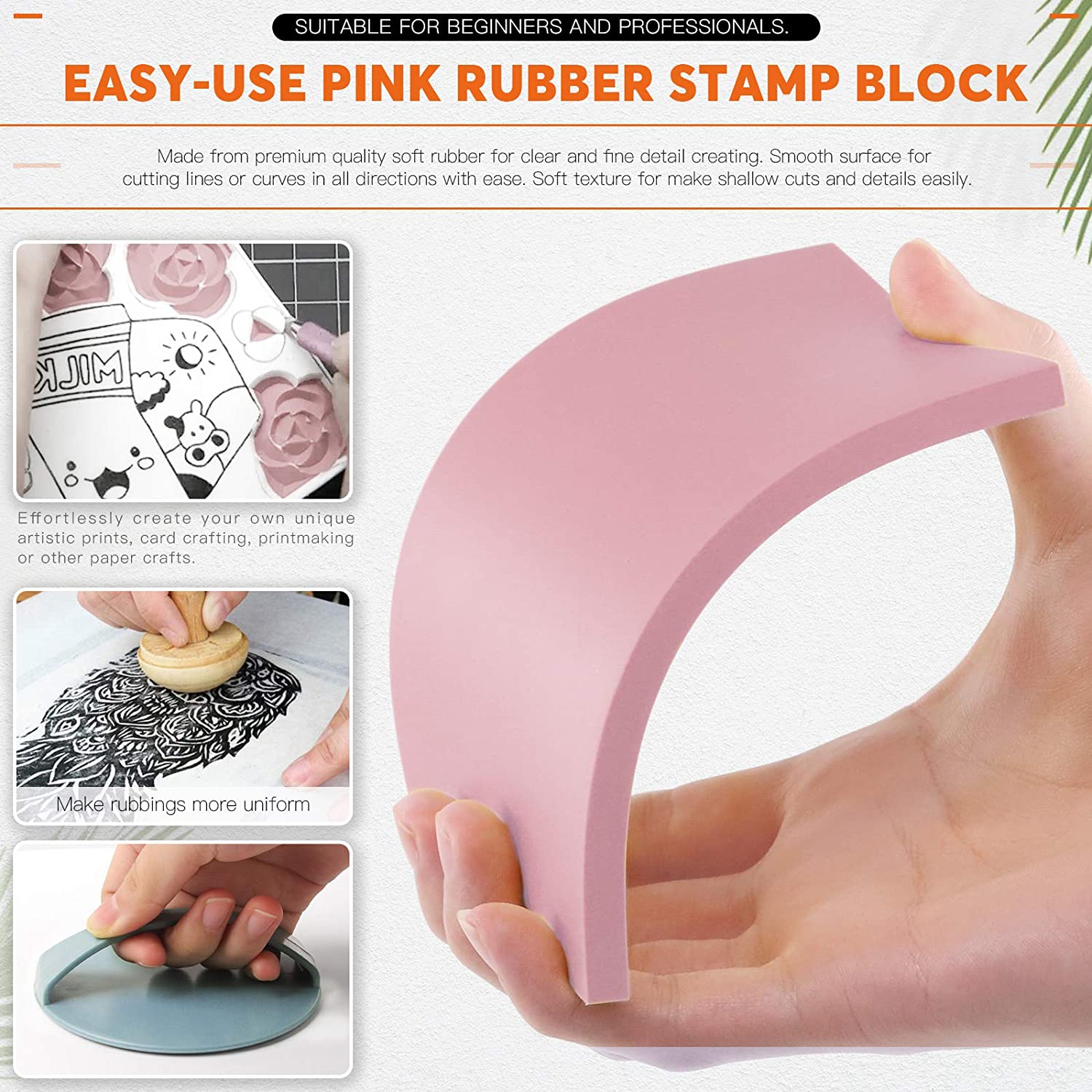 42Pcs Rubber Stamp Making Kit, Printing Starter Tool Kit with Carving Knives,Rubber Carving Blocks,Ink Brayer Roller,Tracing Paper and More for Printmaking, Sculpting, Stamping image number 6