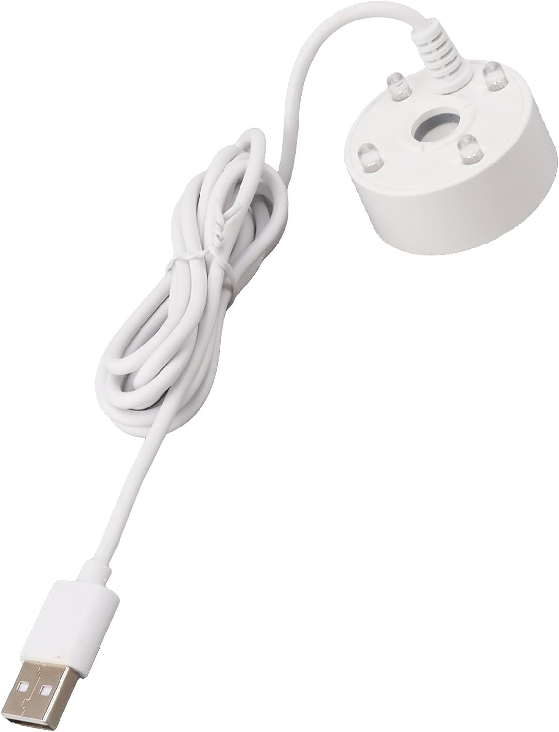 Ultrasonic Mist Maker, 5V Mini USB Fogger Water Fountain Pond Fog Machine with Colorful LED Lights, Halloween Party Decorations Fogger for Fishtank Vase (White) image number 2