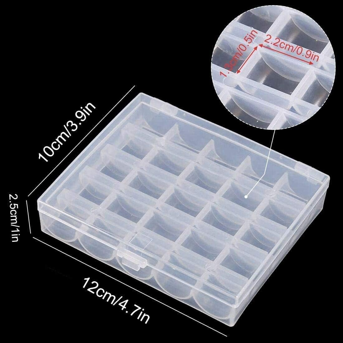 Bobbin Box,Machine Bobbin Organizer Plastic Case,Transparent 25 Slots Empty Bobbins Spools Box，Sewing Craft Plastic Case Storage Box for Sewing Machine image number 3