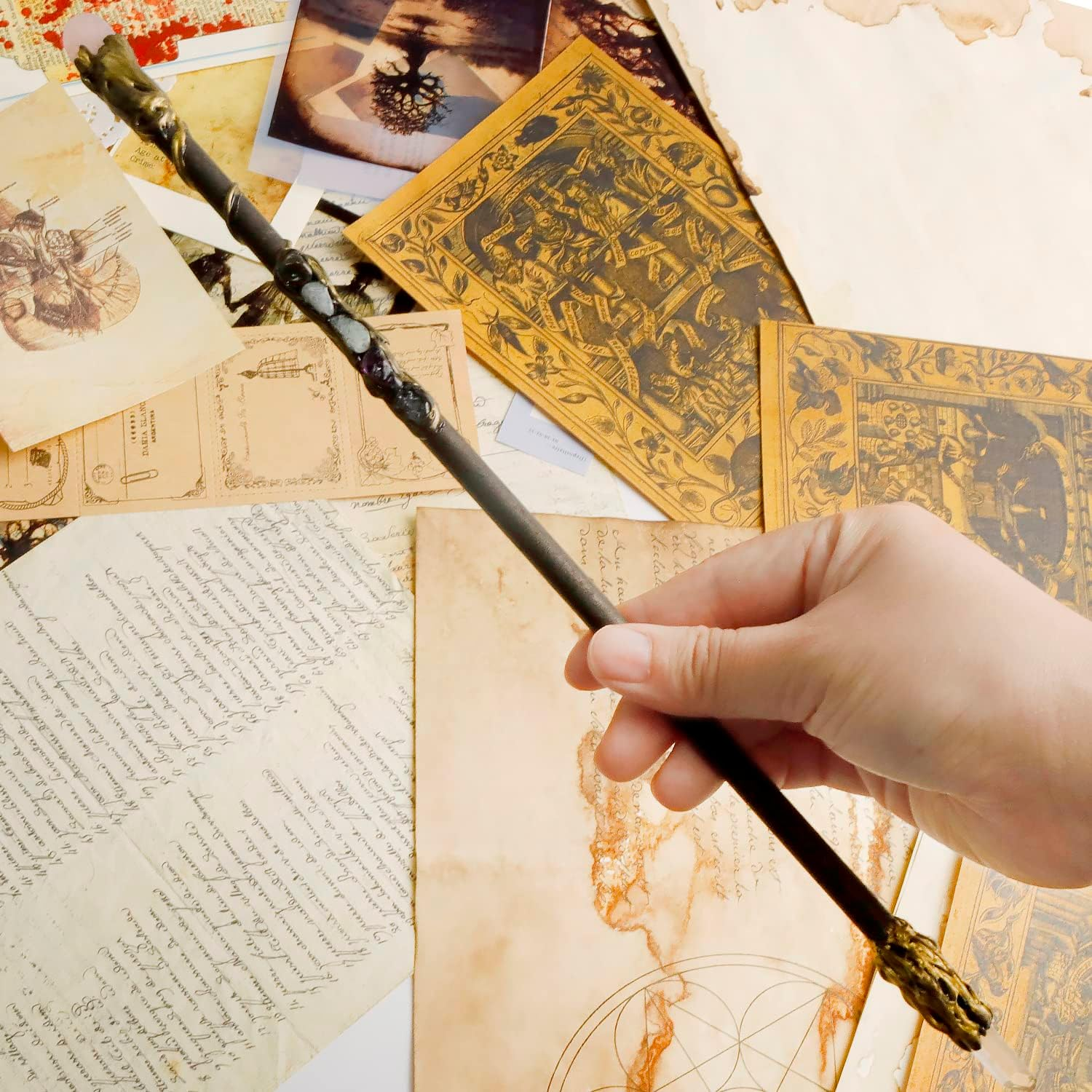 Fine Handcrafted Crystal Magic Wand Pink Crystal White Crystal Gemstone Magic Wand Cosplay Magic Wand for Witches and Wizards