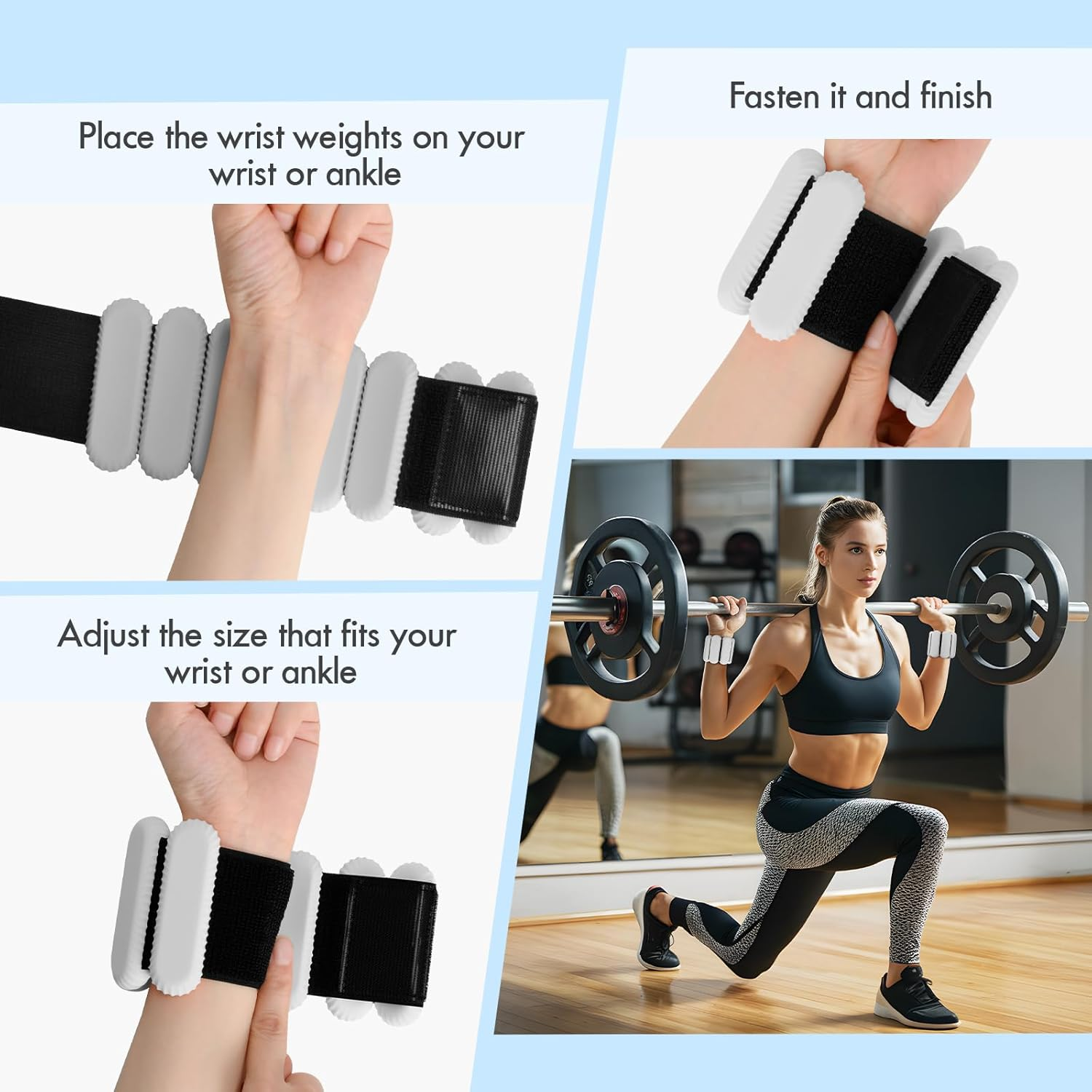 Wrist Ankle Weights for Women, Adjustable Ankle Weights Strength Training Silicone Bracelets Workout Wrist Ankle Weights for Men Women Yoga Running Dance Ankle Arm Leg Weights (2Lb)