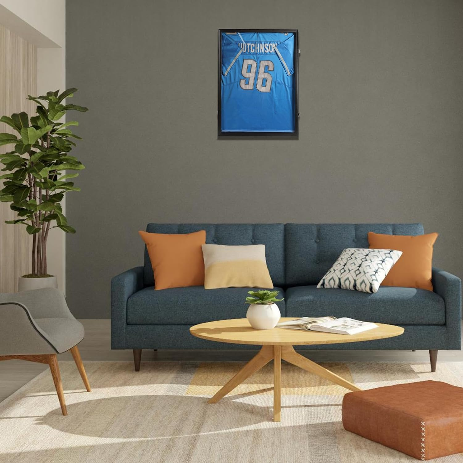 Jersey Frame Display Case - Football Jersey Display Frame - Lockable Jersey Shadow Box with UV Protection Acrylic Door and Hanger for Hockey Soccer Basketball Baseball Shirts, Black image number 1