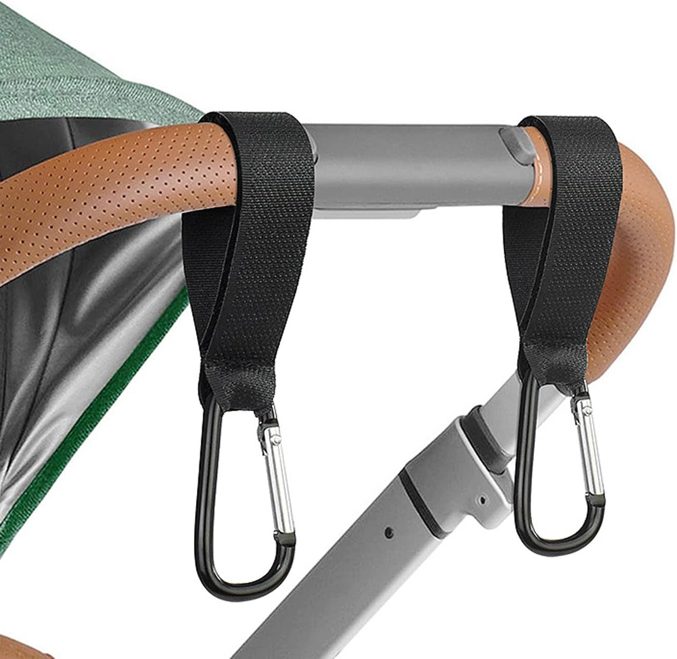 2Pcs Pram Hooks, Baby Stroller Hooks, Universal Clip Carrier Hanger for Shopping Bag and Baby Change Bag (Black) image number 6