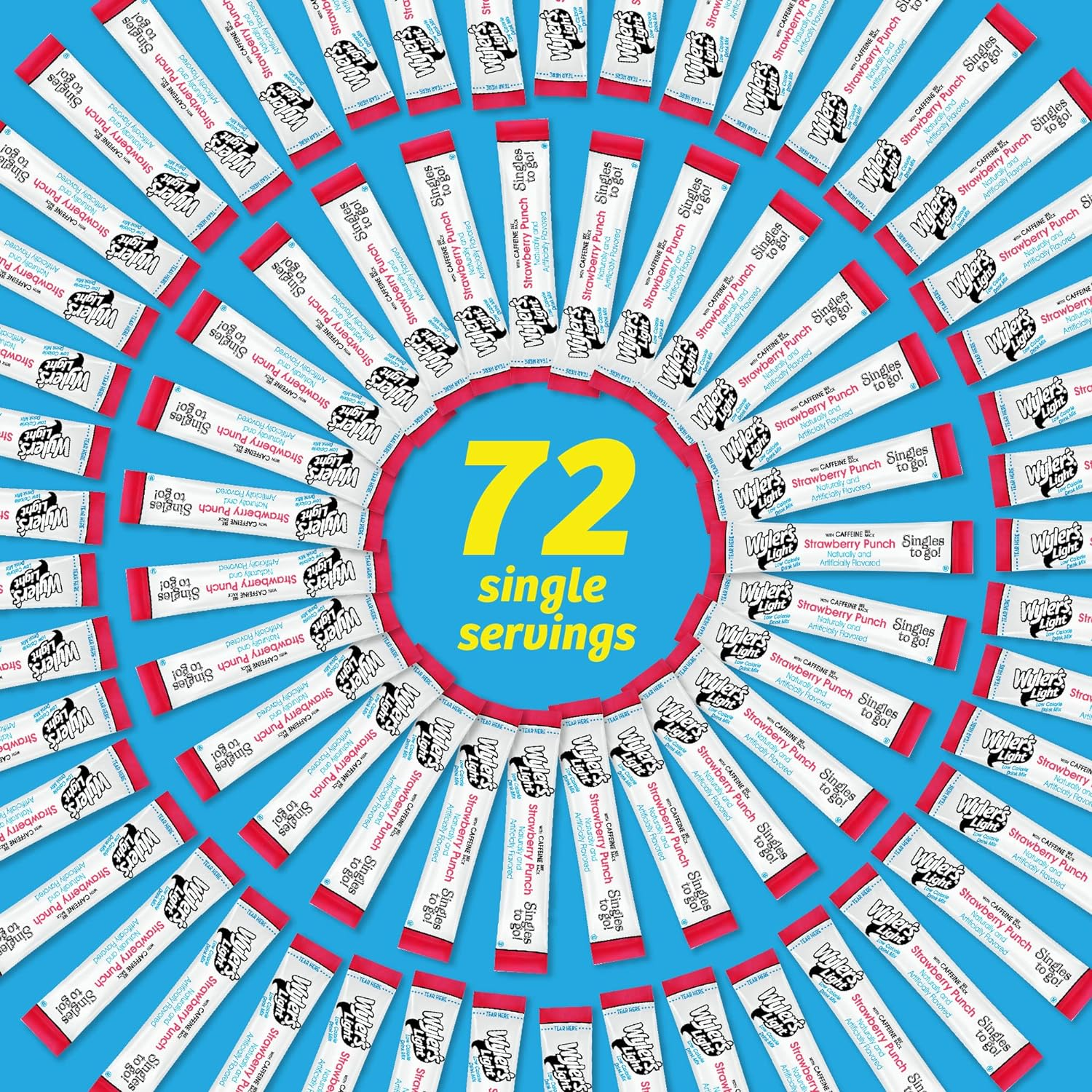 Wyler'S Light Singles to Go Caffeinated Drink Mix - Strawberry Punch Powder Sticks (12 Boxes with 6 Packets Each - 72 Total Servings) image number 4