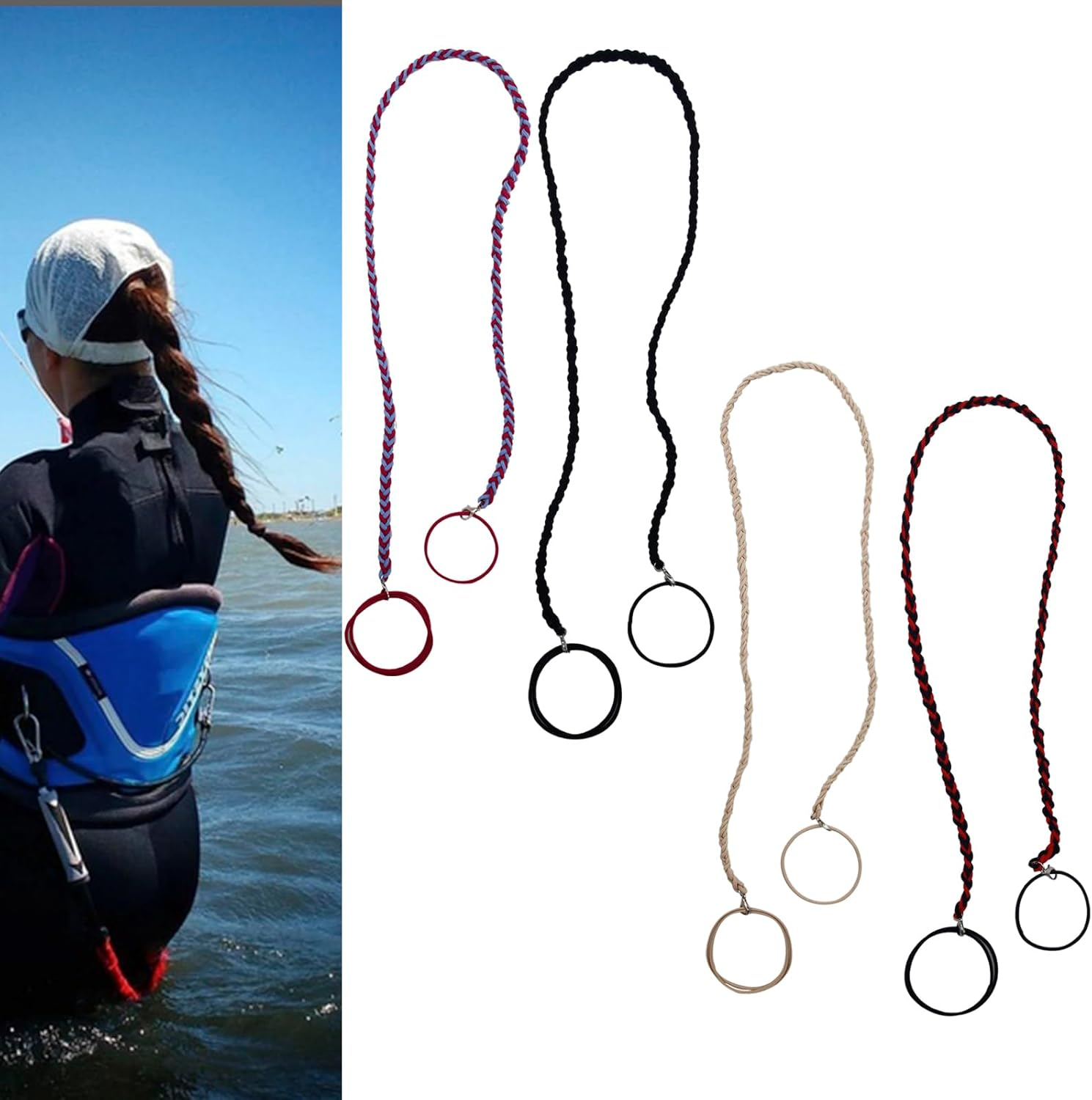 APCGSM 4PCS 25" Hair Ties for Women, Swimming Hair Ties Ponytail Holders Black Sport Elastic Hair Ties No Damage for Thick Hair Ponytail Wrap Hair Tie (4Pcs Black-25")