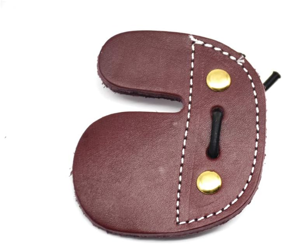 Cow Leather Archery Finger Tab Long Bow Hand Protector for Right Hand Brown image number 6
