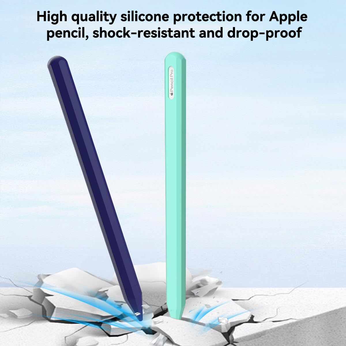 T Tersely Silicone Case for Apple Pencil Pro 2024 / Apple Pencil 2Nd,Soft Sleeve Holder Grip + Protective Nib Cover for Ipad Pen Stylus,Anti-Slip Pencil Holder Sleeve - Blue image number 6