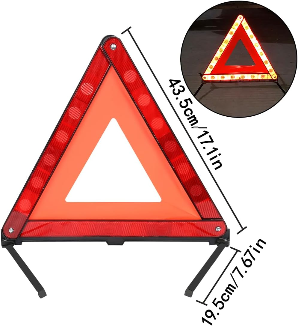 Safety Triangle, Foldable Reflective Warning Frame Triangle, Car Road Reflective Kit (43 X 39Cm)