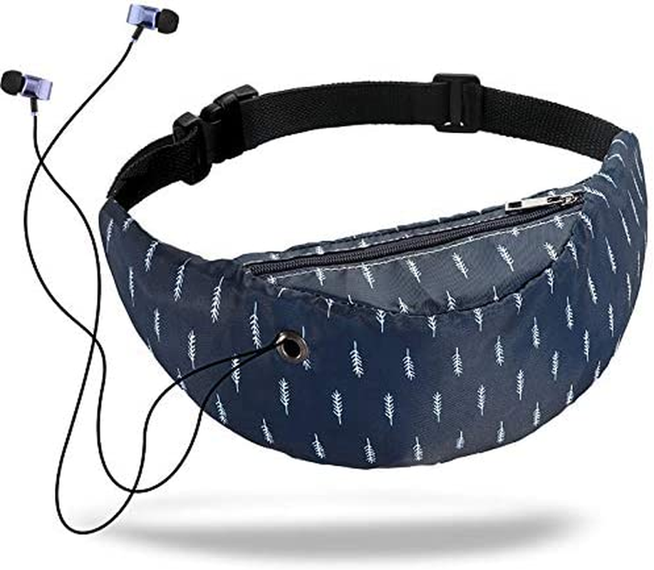 Waterproof Lady Fanny Packs Colorful Print Women Waist Bags Girls Hip Belt Bags Money Travelling Mountaineering Mobile Phone Sports Hiking Running Fashion Lightweight (Plume) image number 4