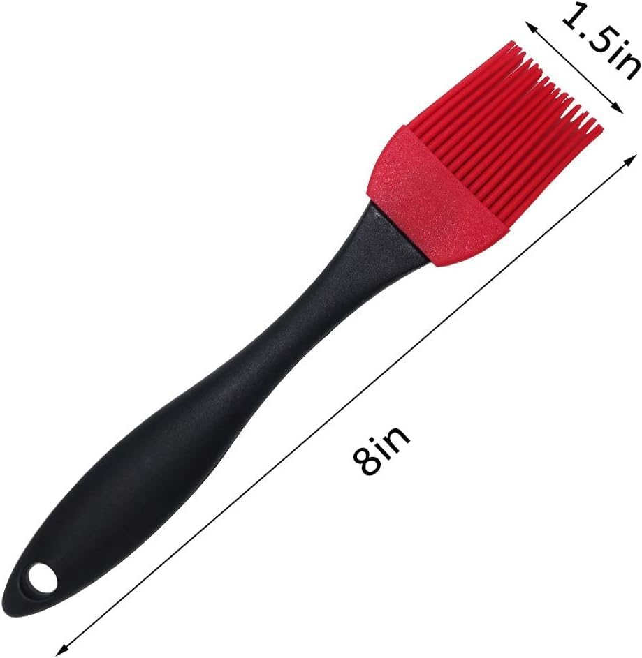2PCS Basting Brush Silicone Pastry BBQ Brushes Grill Oil Brush Removable Soft Heatproof Durable Perfect for Grilling Marinating Meat Steaks Cakes Honey Spring Rolls Red Black 8 X 1.5 Inch image number 3
