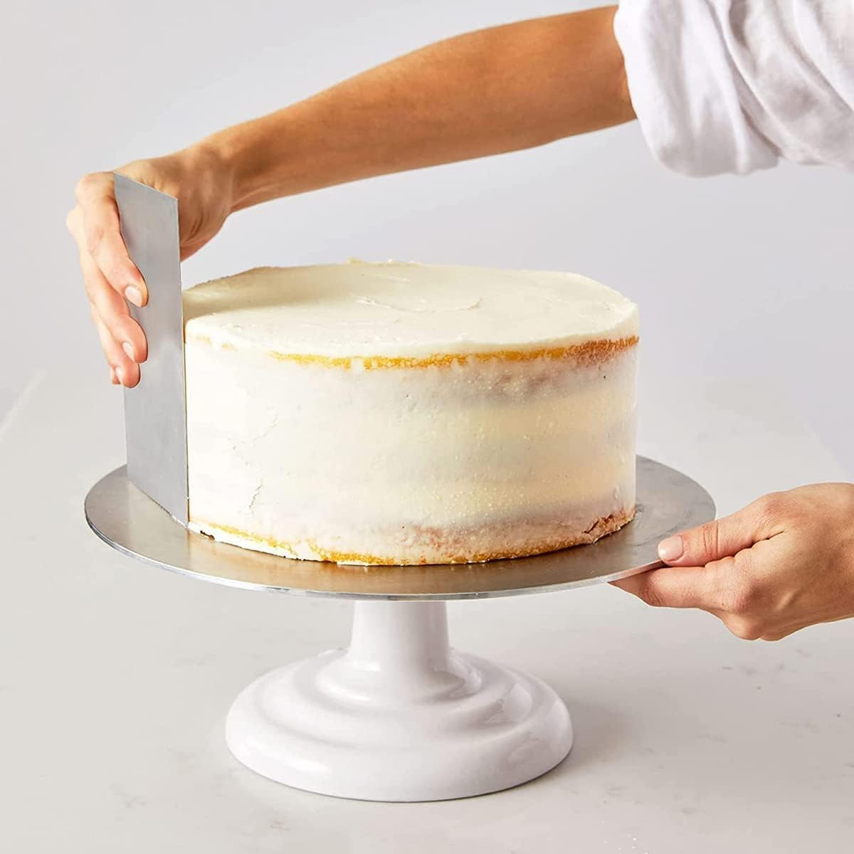 8.6 Inch Stainless Steel Cake Scraper, Metal Smoother for Mousse Butter Cream(Color:Silver) image number 5