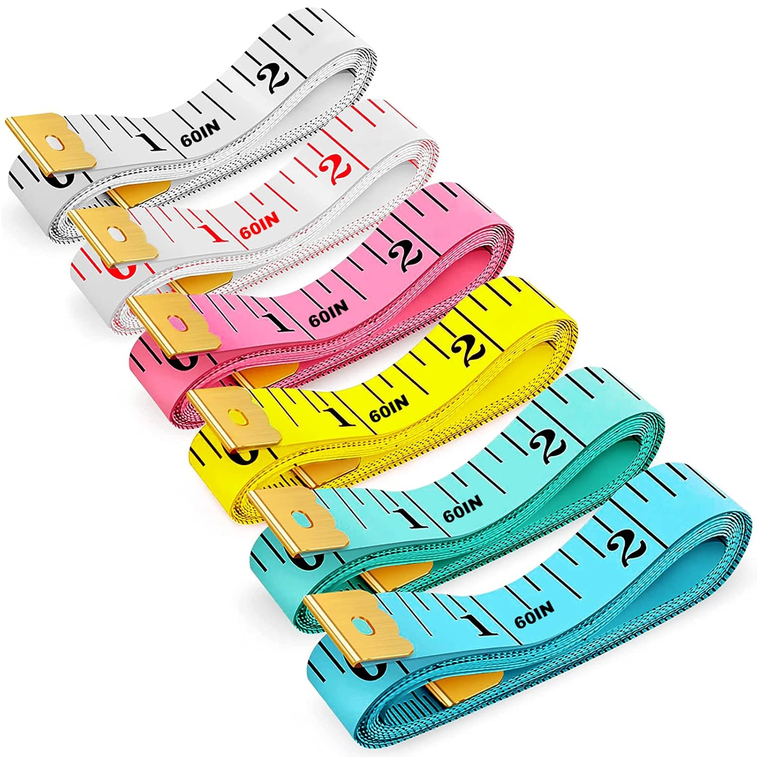 6 Packs Soft Body Tape Measure Measuring Tape for Body Double Scale Small Fabric Sewing Tailor Cloth Waist Pink Measuring Tape Measure for Body Measurements Weight Loss, 150Cm/60Inch