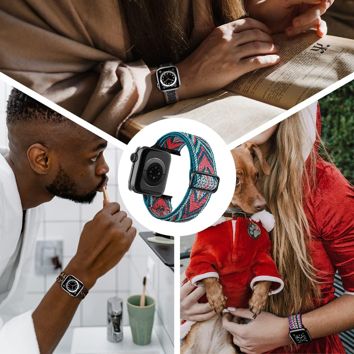 Chinbersky 5 Pack Watch Straps Compatible with Apple Watch Strap 38Mm 40Mm 41Mm 42Mm 44Mm 45Mm, Braided Elastic Stretchy Nylon Sport Solo Loop Band Replacement Straps for Iwatch Series 7/6/5/4/3/2/1 image number 6